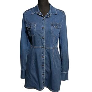 Free People Dynomite Denim Snap Front Mini Dress Women's S Small